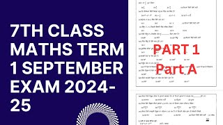 Maths class 7 Term 1 September exam pseb Part 1ncert [upl. by Beatrix]