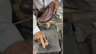 Traditional way of making handmade shoe asmr diy bespoke cuttingskills sharpknife leathercraft [upl. by Maitund524]