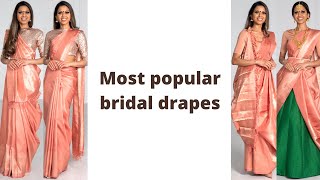 Bridal Saree Draping  Silk Saree Draping in different styles  Tia Bhuva [upl. by Ennadroj248]