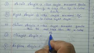 Define Acute angle Obtuse angle Right angle  Complete angle and Reflex angle [upl. by Etnad]