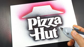 How to draw Pizza Hut logo with a stencil  Logo art  Stencil art [upl. by Yenruoj272]