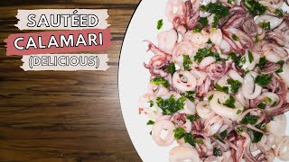 HOW TO MAKE SAUTÉED CALAMARI🦑  Quick healthy recipe for students and young professionals [upl. by Rialc]