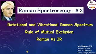 Raman Spectroscopy 3  Rotational Vibrational Raman Spectra  Rule of mutual exclusion [upl. by Neehsas]