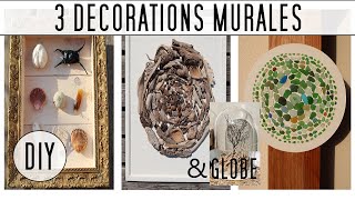 DIY DÉCO MURALE BORD DE MER 4 IDÉES AVEC DES COQUILLAGES BOIS FLOTTÉ  MORCEAUX DE VERRE POLI [upl. by Eirtemed773]