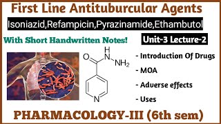 Rifampicin Isoniazid Ethambutol Pyrazinamide  Antitubercular drugs  L2 Unit3 PharmacologyIII [upl. by Mossolb]