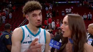 LaMelo Ball gives a shoutout to LaVar Ball before his interview 🤣  NBA on ESPN [upl. by Aerdnu]