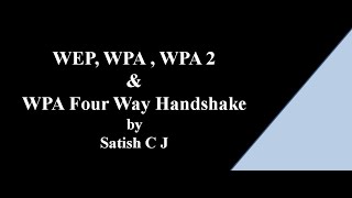 WEP  WPA  WPA 2 and Four way Handshake [upl. by Aidyn]