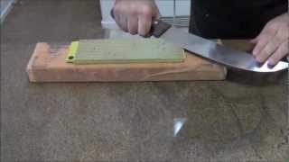 Knife Sharpening How To Sharpen A Butchers Knife [upl. by Acissev]