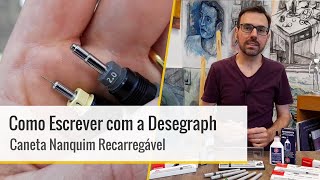 Como Escrever com a Caneta Nanquim Desegraph Trident [upl. by Etrem]