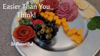 HOW TO MAKE MEAT ROSES  HOW TO MAKE A MEAT FLOWER Cheese Slicing for Charcuterie Boards [upl. by Oicaro522]