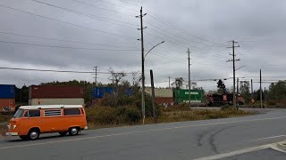 HYBRID K5HLA DOPPLER CN 3886 Leads Double Stack Train 186 At Hanmer Ontario [upl. by Aztiram]