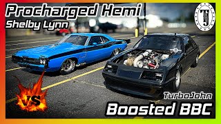 Shelby Lynn’s Procharged Hemi vs TurboJohn Boosted BBC EPIC Drag Race [upl. by Salvador]