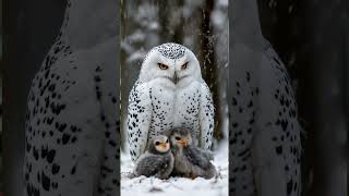 Snowy Owl Sheltering Her Chicks from the Snow mother birds snowyowl owl shorts [upl. by Inalial]