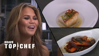 Chrissy Teigen judges the chefs perfect date dishes  Top Chef California [upl. by Zoi]