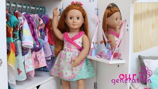 OUR GENERATION DOLL CLOSET TOUR AND ROOM DECORATION [upl. by Delanie]