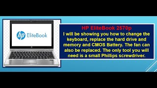 HP EliteBook 2570p How to replace Keyboard Fan Hard Disk Memory DVD Drive [upl. by Jacki]