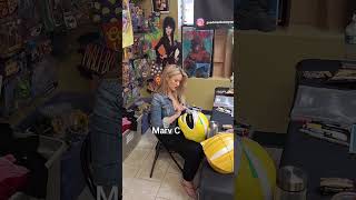 Alyson K Sullivan aka Taylor signs yellow wild force helmet Pandoras Box Toys amp Collectibles 2024 [upl. by Yrrot80]