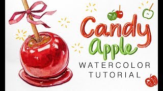 Watercolor Food Illustration Candy Apple [upl. by Arocet938]