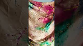 Hand painted saree 🤗srilanka trending viralvideo handpaintedsaree art [upl. by Omari]