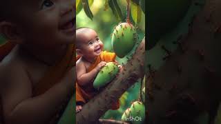 So cute little monk 🙏🙏👍👍 please like and subscribe my channel trending cutemonk baby funny [upl. by Trembly]