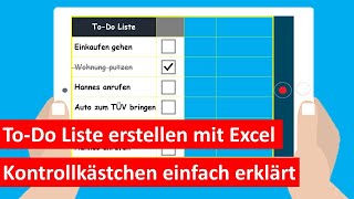 Excel Kontrollkästchen  Checkboxen einfügen zB für ToDo Liste  mit bedingter Formatierung [upl. by Mercorr]