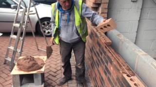 Bricklaying How to Brick up a garage door [upl. by Eelirak]