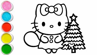 How to Draw Cute Christmas Hello Kitty Drawing for kids  Easy to Draw  Lets Draw Together [upl. by Ednalrim]