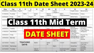 class 11 mid term date sheet 202324  cbse mid term date sheet 2023  cbse date sheet 202324 [upl. by Tolmach]