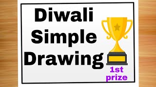 Diwali Drawing  Diwali Drawing Easy  Happy Diwali Drawing  Diwali Diya Drawing  Diwali Poster [upl. by Mureil]