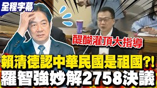 【全程字幕】賴清德祖國論認了quot中華民國是祖國quot 羅智強妙解朝野2758決議聲明紛爭 [upl. by Maye426]