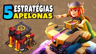 AS 5 MELHORES ESTRATÉGIAS DE ATAQUE GUERRA CV10 SEM CERCO  CLASH OF CLANS [upl. by Anitram]