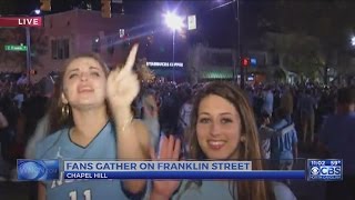 UNC fans storm Franklin Street following Final Four win [upl. by Lakim]