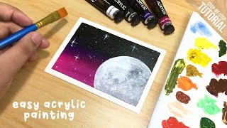 Easy Moon Acrylic Painting for Beginners  Stepbystep Tutorial [upl. by Nit]