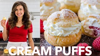 How To Make Easy Cream Puffs  Natashas Kitchen [upl. by Aibsel]