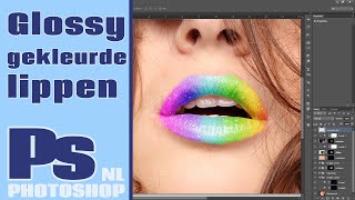 Glossy gekleurde lippen maken met Photoshop [upl. by Erastus317]