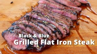 Grilled Flat Iron Steak  Black amp Blue Flat Iron Steak on Kong Grill [upl. by Torbert]