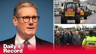 Farmers stage protest over inheritance tax as Keir Starmer speaks at Welsh Labour conference [upl. by Aennil]