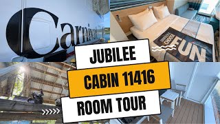 Carnivals NEWEST Ship Carnival Jubilee Cabin 11416 Tour  Galveston TX Port [upl. by Enelyk]