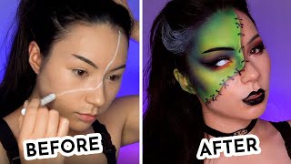 Glam Frankenstein Makeup Tutorial  SUPER EASY BEGINNER FACE PAINT FOR HALLOWEEN [upl. by Tybi494]