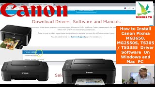 How to Install Canon Pixma MG3650 TS3150 TS305  TS3355 Driver Software On Windows and Mac PC [upl. by Janis868]