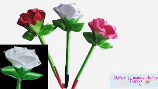 Lapicero o pluma ✍️ con rosa eternapaso a paso [upl. by Loredo]