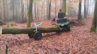 ATV mit Rückewagen für Stammholz im Buchenwald [upl. by Eugnimod882]