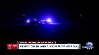 Driver dies in crash with snowplow near DIA [upl. by Jeramie989]