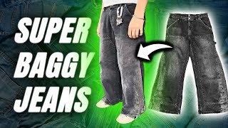 how to make FLARED BAGGY JEANS full tutorial [upl. by Alyaj943]