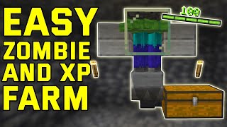 EASY Zombie Spawner XP Farm Minecraft Bedrock 121 BedrockMcpePs4Xbox [upl. by Nennerb]