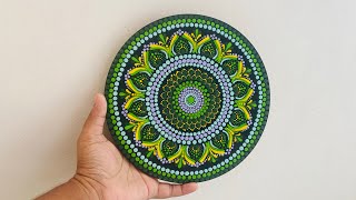 Timelapse of dot mandala painting of 8” MDF board [upl. by Annavas]