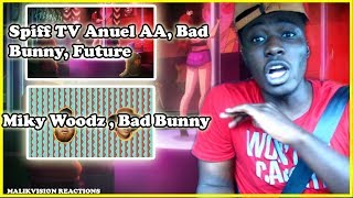 AMERICAN REACTS TO LATIN TRAP  Anuel AA Bad Bunny Future THINKIN X Miky Woodz Estamos Clear [upl. by Sindee655]