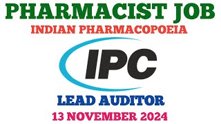 IPC  INDIAN PHARMACOPOEIA JOB  PHARMACIST VACANCY 2024 pharmacist ipc job [upl. by Nola648]