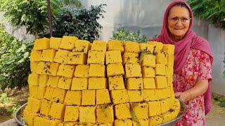 Soft And Spongy Khaman Dhokla  DHOKLA RECIPE  Besan Dhokla Recipe  Village food [upl. by Juliet229]