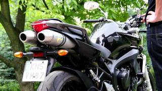 Yamaha FZ6  Stock exhaust vs LeoVince SBK [upl. by Ellecram]